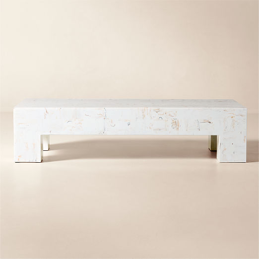 Scatola Rectangular White Swirled Resin Coffee Table
