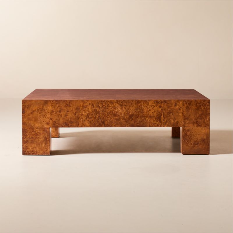 Viewing product image Scatola 47.5 Square Brown Burl Wood Coffee Table - image 1 of 7