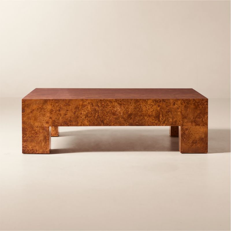 Scatola 48" Square Brown Burl Wood Coffee Table