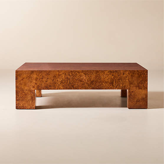 Scatola 47.5 Square Brown Burl Wood Coffee Table