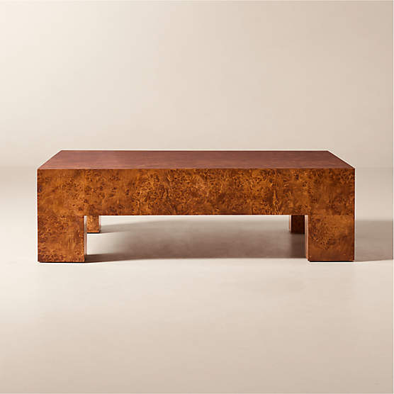 Scatola 48" Square Brown Burl Wood Coffee Table