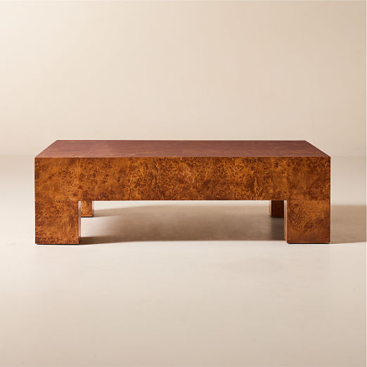 Scatola Square Brown Burl Wood Coffee Table