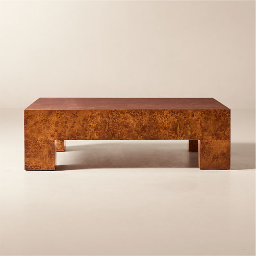 Scatola 48" Square Brown Burl Wood Coffee Table