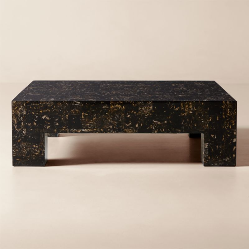 View Scatola 48" Square Brown Tiled Resin Coffee Table details