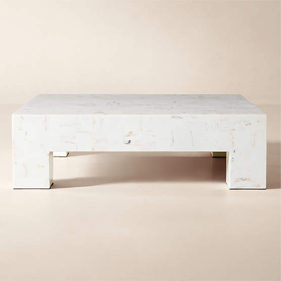 Scatola 48" Square White Swirled Resin Coffee Table