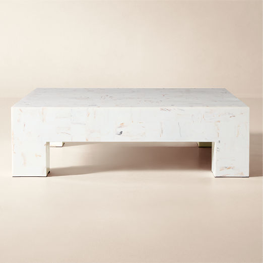 Scatola 48" Square White Tiled Resin Coffee Table