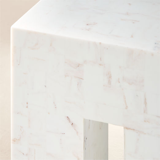 Scatola White Tiled Resin Console Table