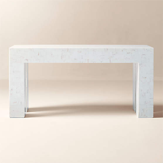 Scatola White Tiled Resin Console Table