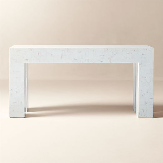 Scatola White Tiled Resin Console Table