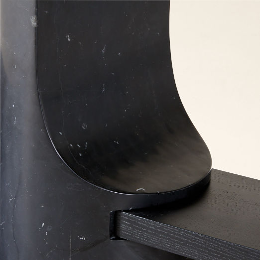 Scoop 55" Black Marble and Oak Wood Console Table
