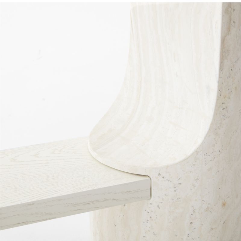 Scoop 76" Travertine and White Oak Wood Console Table - image 4 of 8