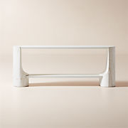 Scoop 76" Travertine and White Oak Wood Console Table