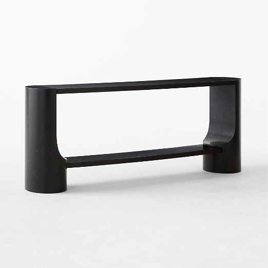 Scoop 71" Black Marble and Oak Wood Console Table