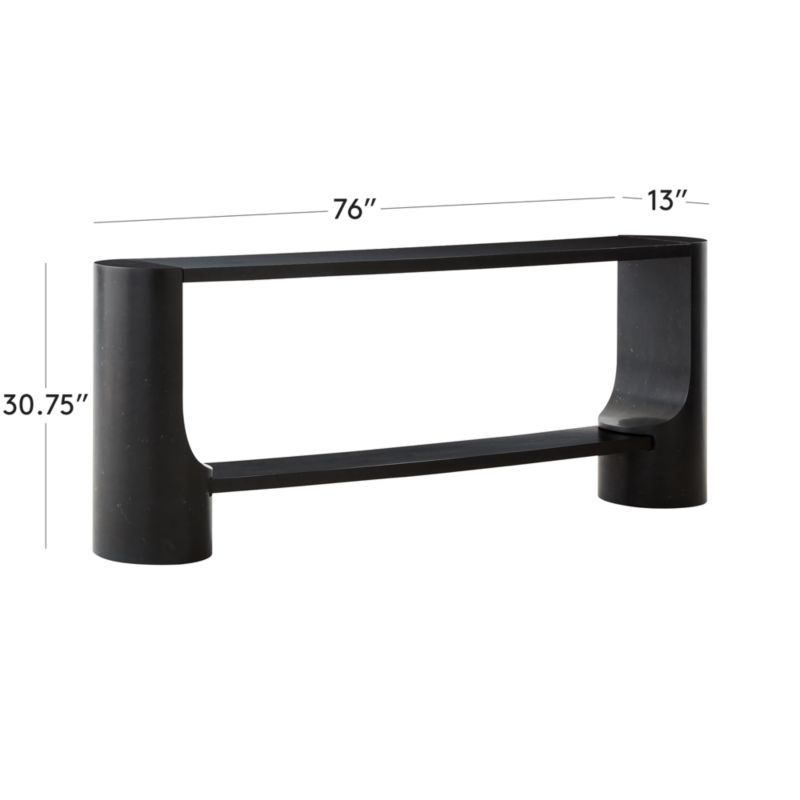 View Scoop 76" Black Marble and Oak Wood Console Table - image 3 of 9