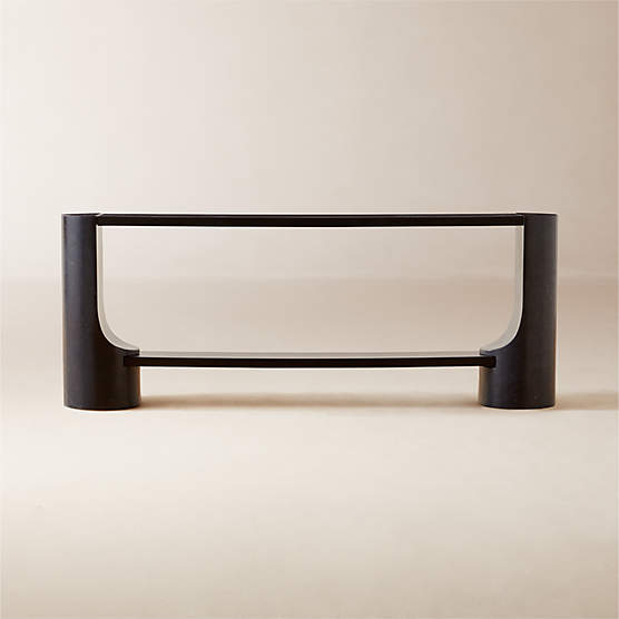 Scoop Black Marble and Oak Console Table