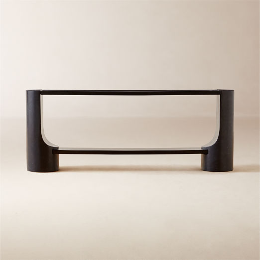 Scoop 71" Black Marble and Oak Wood Console Table