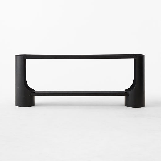 Scoop 71" Black Marble and Oak Wood Console Table