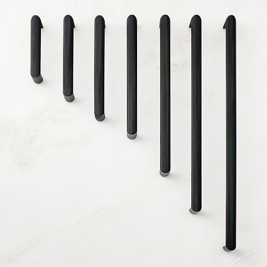 Curveaux Scored Black Cabinet Handles