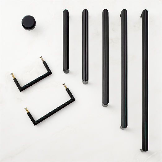 Curveaux Scored Black Cabinet Handles