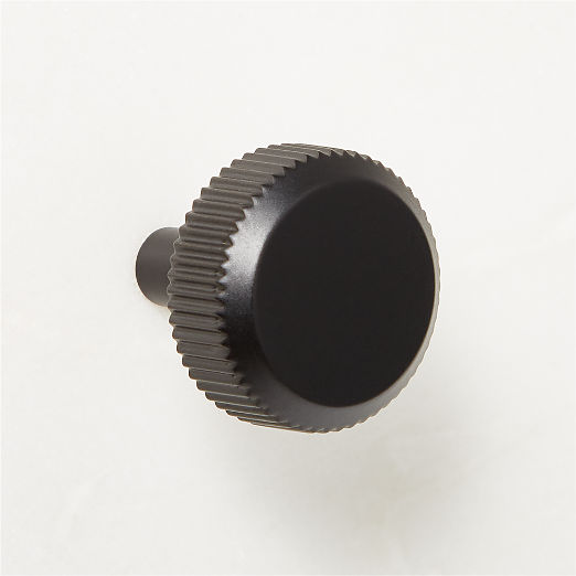 Curveaux Scored Round Black Cabinet Knob 1.25''