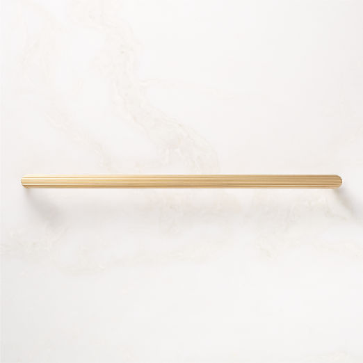 Curveaux Scored Brushed Brass Cabinet Handle 12''