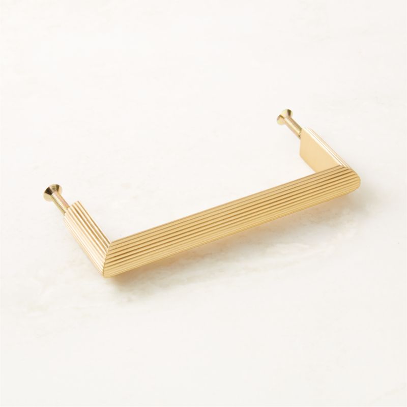 Curveaux Scored Brushed Brass Cabinet Handle 4'' - image 4 of 6