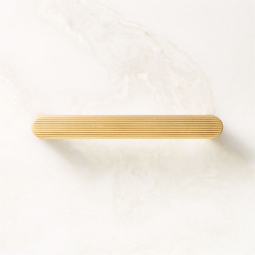 Curveaux Scored Brushed Brass Cabinet Handle 4''