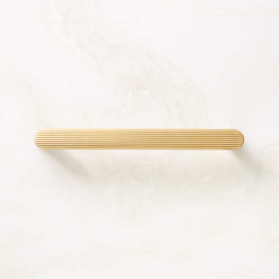 Curveaux Scored Brushed Brass Cabinet Handle 5''