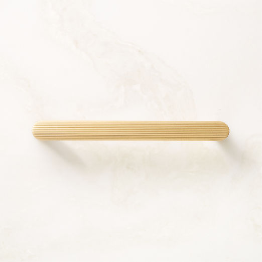 Curveaux Scored Brushed Brass Cabinet Handle 5''