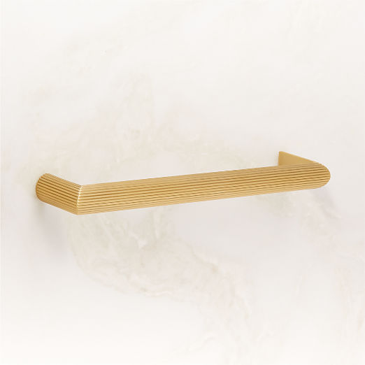 Curveaux Scored Brushed Brass Cabinet Handle 6''