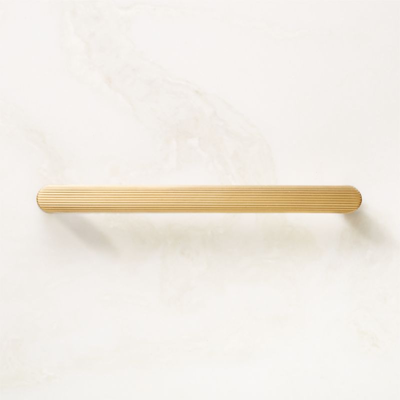 Curveaux Curved Brushed Brass Cabinet Handle with Backplate 12