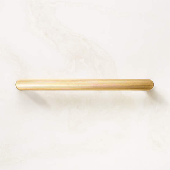 Curveaux Scored Brushed Brass Cabinet Handle 6''