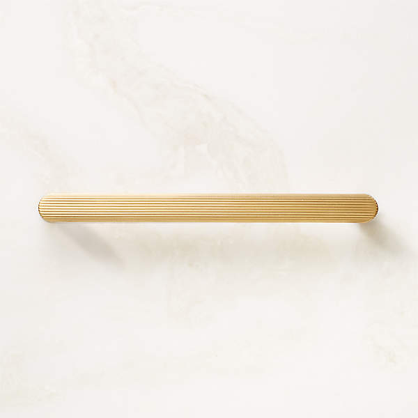 Curveaux Scored Brushed Brass Cabinet Handle 6