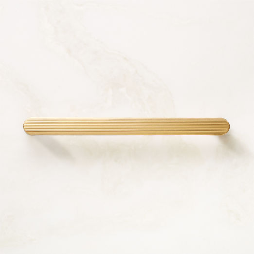 Curveaux Scored Brushed Brass Cabinet Handle 6''