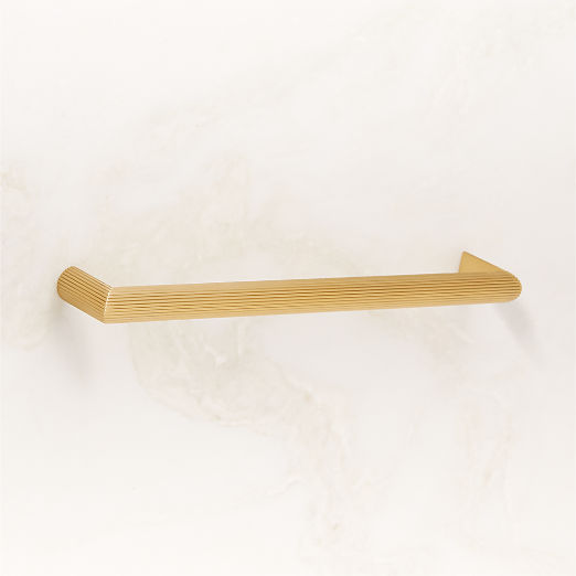 Curveaux Scored Brushed Brass Cabinet Handle 8''