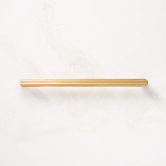 Curveaux Scored Brushed Brass Cabinet Handle 8''