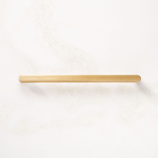 Curveaux Scored Brushed Brass Cabinet Handle 8''