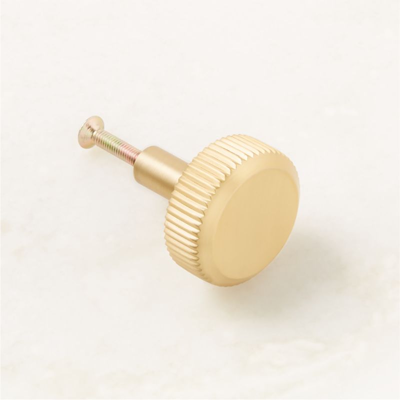 Curveaux Scored Round Brushed Brass Knob 1.25'' - image 4 of 6