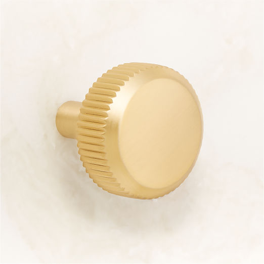 Curveaux Scored Round Brushed Brass Cabinet Knob 1.25''