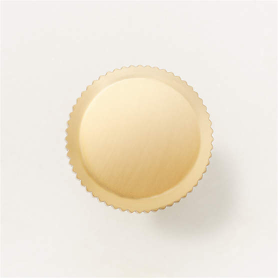 Curveaux Scored Round Brushed Brass Knob 1.25''