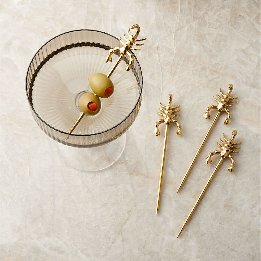 Scorpio Brass Cocktail Picks Set of 4