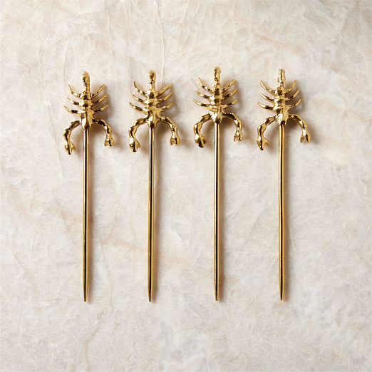 Scorpio Brass Cocktail Picks Set of 4