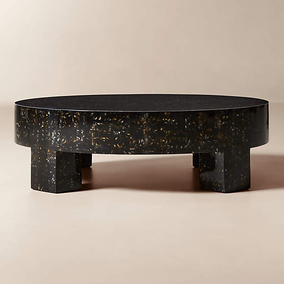 Scatola 48" Round Brown Tiled Resin Coffee Table