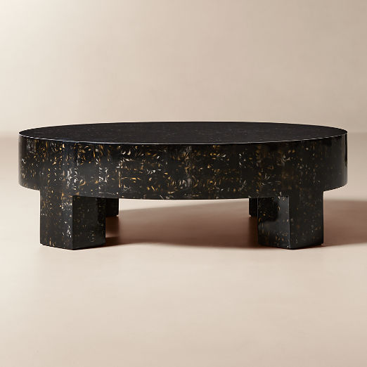 Scatola 48" Round Brown Tiled Resin Coffee Table