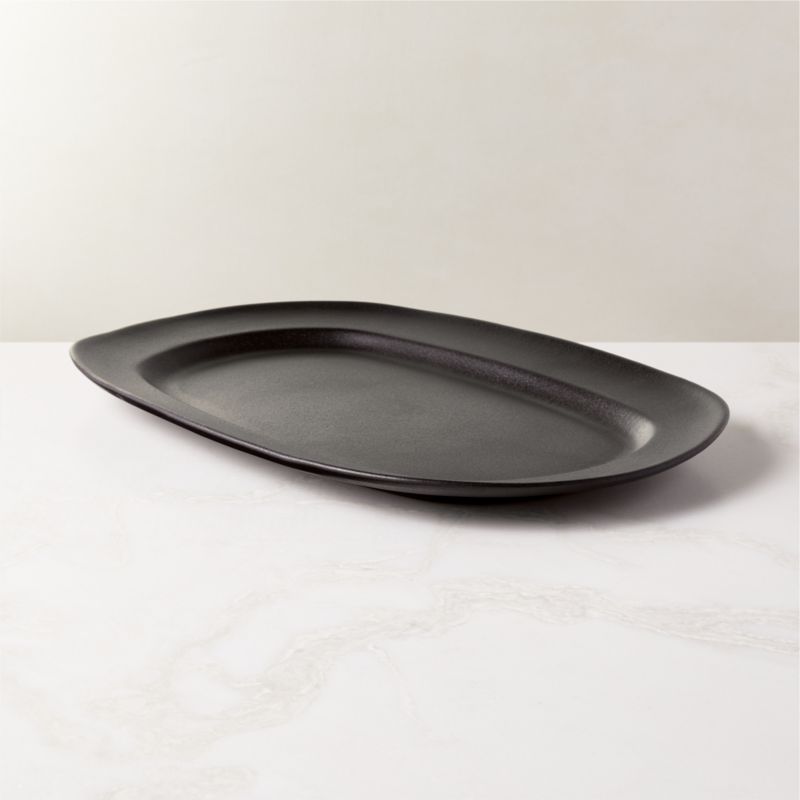 View Sculpt Terracotta Large Black Platter details