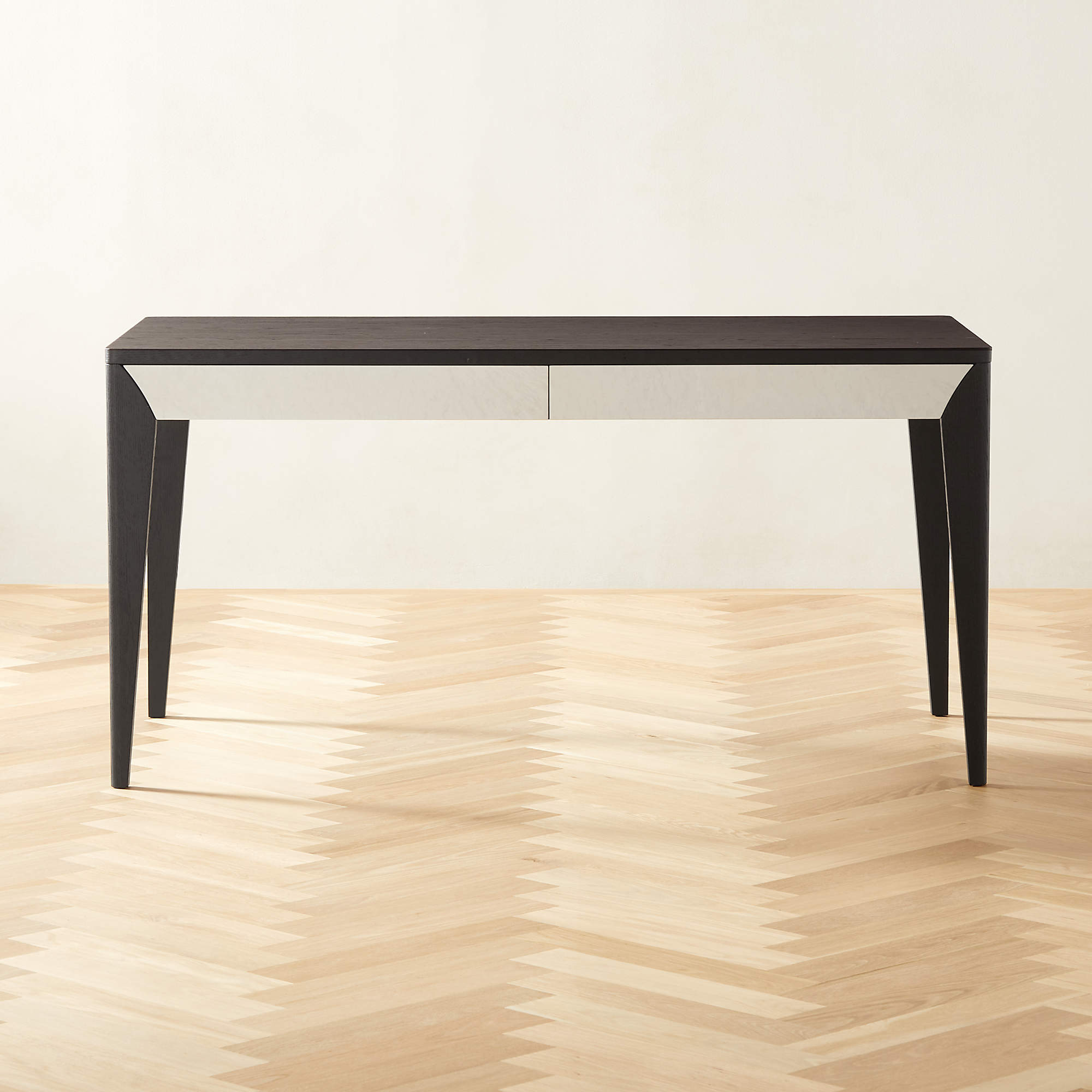 Scuro Modern 2Drawer Black Oak Wood Desk + Reviews CB2 Canada
