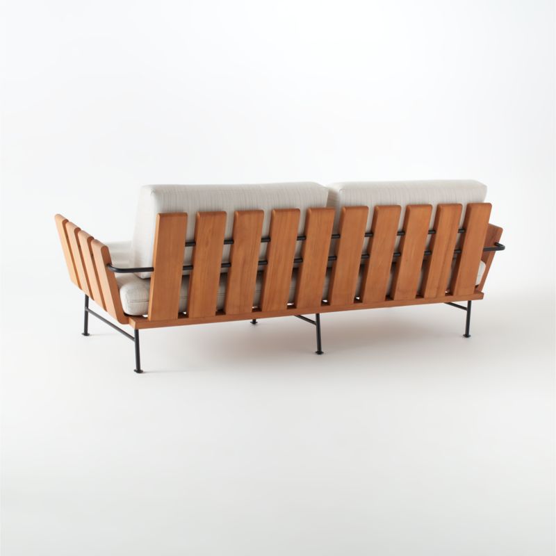 Seahaven 84 Teak Outdoor Sofa With Sand Perennials Cushions by Lawson Fenning Reviews CB2 Canada