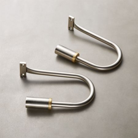 Seamless Nickel With Brass Band Holdbacks Set Of 2 Reviews Cb2