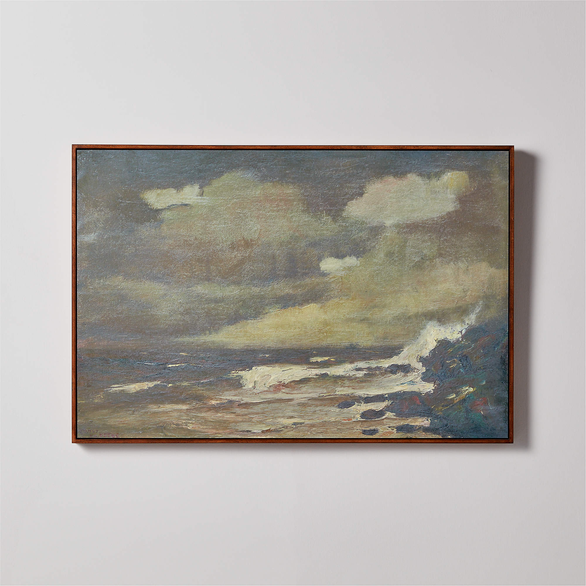 'Seascape in Green' Painted Landscape Reproduction in Floating Frame 37 ...