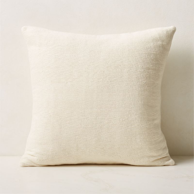 Seca White Silk Modern Throw Pillow With Down Alternative Insert 20   SecaBleachedPillow20inSHS23